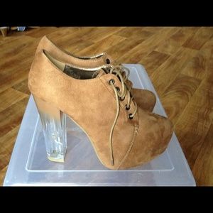 ❤️❤️Delicacy Platform Shoe Brown Laces Clear Heel